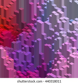 Abstract background with cube decoration. Vector illustration. Pink, purple, red colors. 