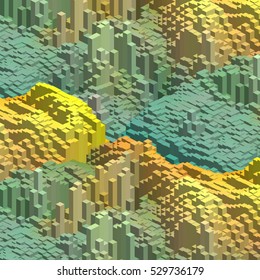 Abstract background with cube decoration. Vector illustration.  Green, yellow colors. 