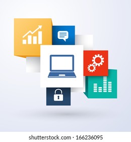 Abstract background with cubes. Infographics elements. Vector illustration.