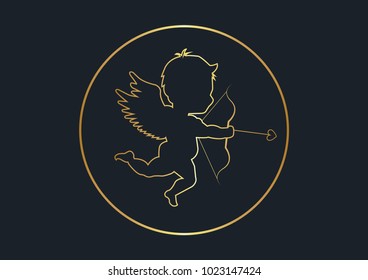abstract background for Cupid silhouette,Gold color,vector illustrations