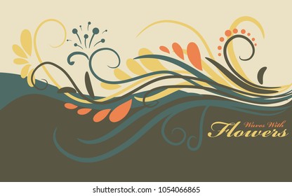 Abstract background with curls and place for text. Card. Vector illustration