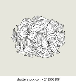Abstract background of curls without color on a light backdrop.Vector