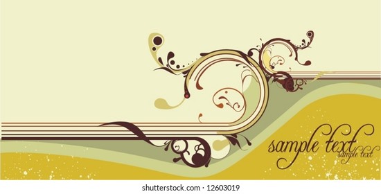 abstract  background with curly floral ornaments & place for text
