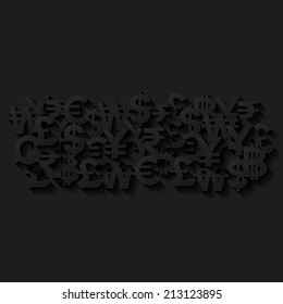 Abstract background with currency symbols. Vector illustration. 