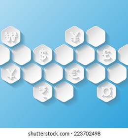 Abstract background with currency symbols. Vector illustration 