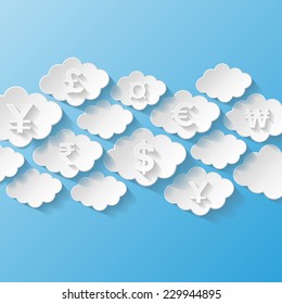 Abstract background with currency symbols. Vector illustration 