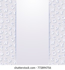 Abstract background with currency symbols. Vector illustration.