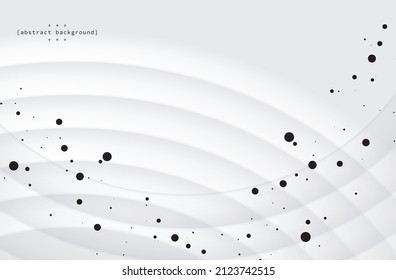 abstract background with curve and floating dots in white and grey color can be use for technology product advertisement website or presentation template vector eps. 
