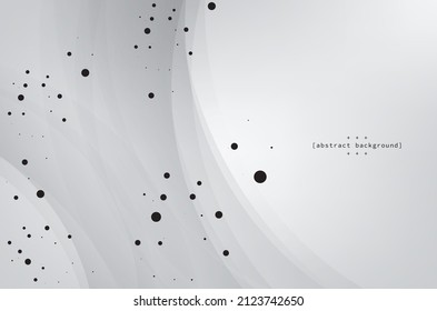 abstract background with curve and floating dots in white and grey color can be use for technology product advertisement website or presentation template vector eps. 