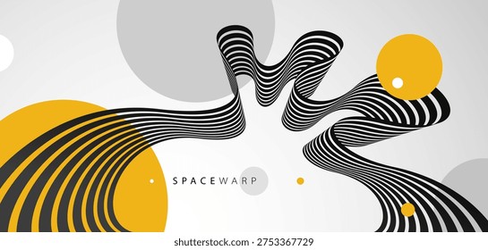 Abstract background with curve lines in 3D perspective, dynamic stripes tape look like road, journey trip wallpaper, futuristic dynamic expanse theme.