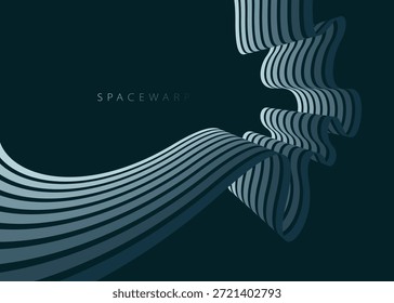 Fondo Abstractas con líneas curvas en perspectiva, Fondo de pantalla de Vector con rayas de ensueño que desaparece la emoción nocturna, diseño de líneas suaves y flexibles oscuras.
