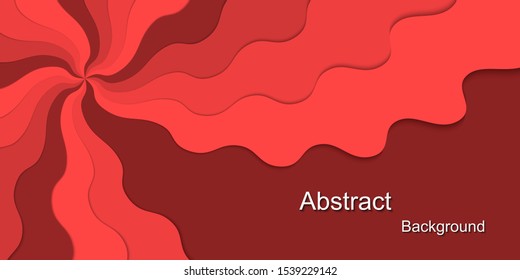 Abstract background with curve paper cut shapes of red.Art design layout for business presentations, flyers, posters.Vector illustration.Eps10