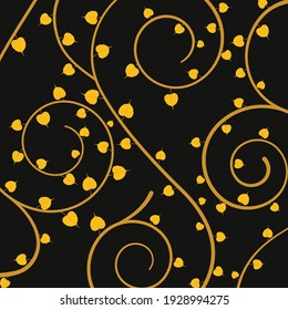 Abstract background curve spine line and 
Pho leaf, vintage and elegant style, vector illustration