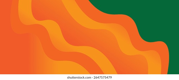 abstract background with curve and wave in layer of color from orange to dark green can be use for technolgy and energy company presentation advertisement food and drinking product label vector eps.