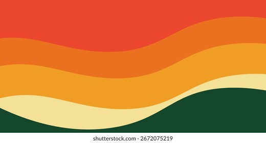 abstract background with curve and wave in layer of color from orange to dark green can be use for technolgy and energy company presentation advertisement food.