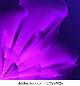 Abstract background with curved flag elements in purple shades
