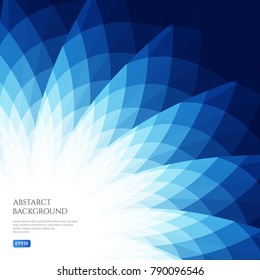 Abstract background with curved geometric shapes. Bright shades of blue.