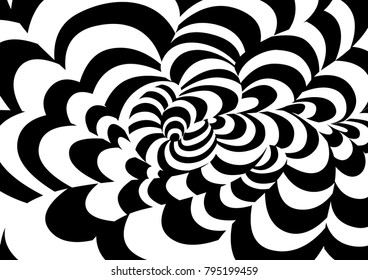 Abstract background of curved geometric shapes. The illusion of a three-dimensional image.