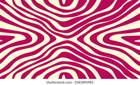 Abstract background with curved line shapes, retro red. Wall decoration, decoration, graphics. Leaflet, seamless