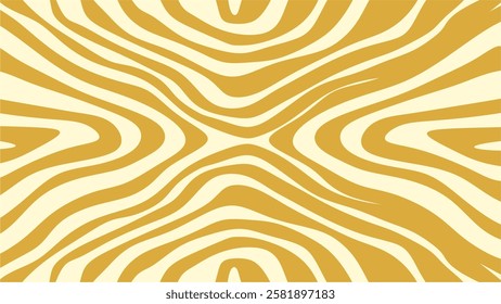 Abstract background with curved line shapes, retro yellow. Wall decoration, decoration, graphics. Leaflet, seamless
