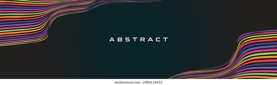 Abstract background with curved line style in minimalist color. A vector poster with thick line arts in rainbow color.