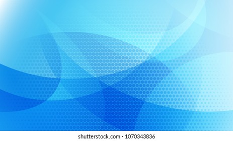 Abstract background of curved lines, curves and halftone dots in light blue colors
