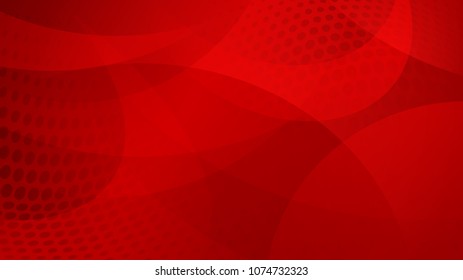 Abstract background of curved lines, curves and halftone dots in red colors