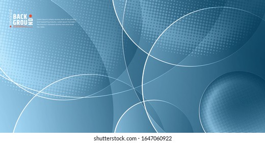 Fondo abstracto de líneas curvas, curvas y puntos de semitonos en color azul