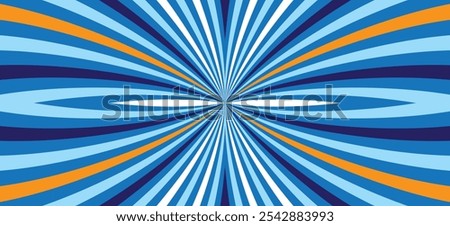 Abstract background with curved lines and ellipses emerging from the center, dominant blue tones and high contrast, dynamic and vibrant design