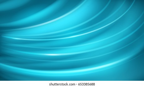 Abstract background of curved lines with glares in light blue color