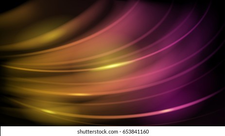 Abstract background of curved lines with glares in yellow and purple colors