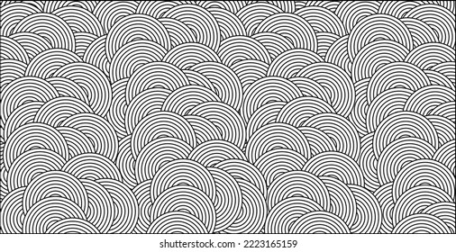 Abstract background with curved lines. Linear vector design. Black and white