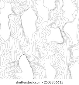 Abstract background of curved lines. The pattern of spreading water with islands. The concept of technology, science, sound propagation, landscape change, illusion and hallucination