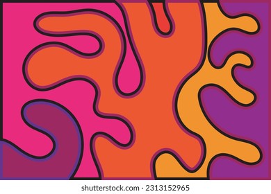 abstract background with curved lines and spots in pink and orange colors