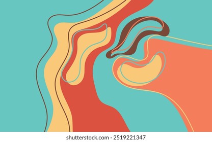 Abstract background with curved lines and various colors. Suitable for presentations, banners, website design, and digital artwork projects. Versatile design.