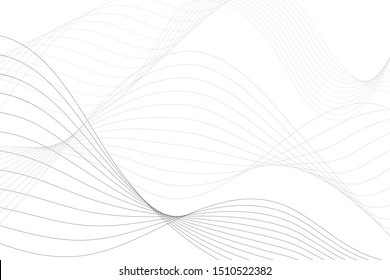 Abstract background with curved lines, wavy element isolated on white