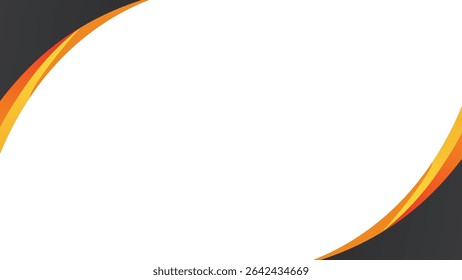 Abstract background with curved orange and yellow lines on a white background. The lines are set against a dark gray backdrop, creating a modern and dynamic design