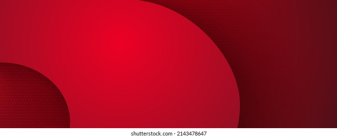 Abstract background with curved shapes and halftone dots in red colors