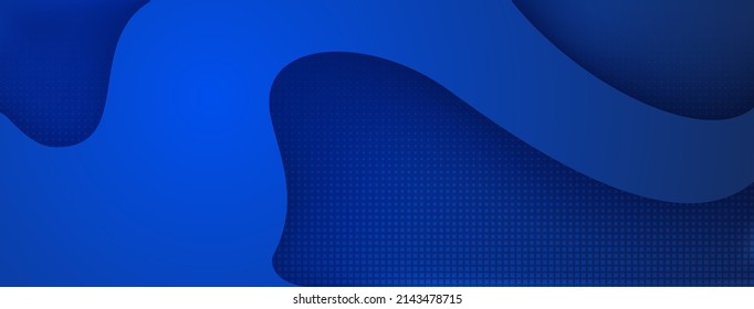 Fondo abstracto con formas curvadas y puntos de semitono en colores azules
