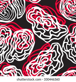 Abstract background of curved shapes. Hand drawn vector pattern for design of posters, greeting cards, textiles, cafe menu, wrapping, invitations.