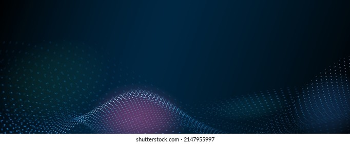 Abstract background with curved surfaces made of small dots in blue colors