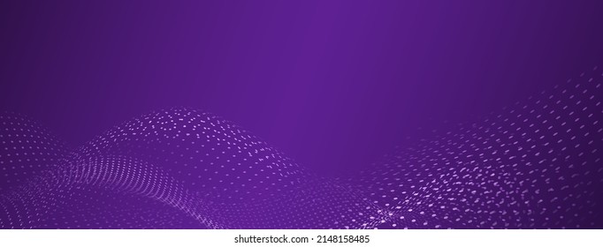 Abstract background with curved surfaces made of small dots in purple colors