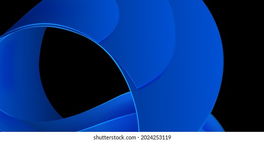 Abstract background of curved volumetric surfaces in blue colors