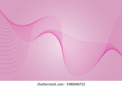Abstract background with curved wavy lines. Vector illustration for design. Wave from line and red space.