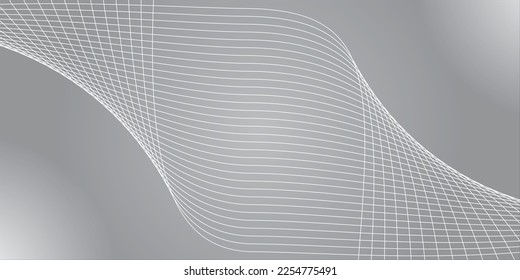 Abstract background with curved wavy lines. Vector illustration for design. Wave from line and gray space