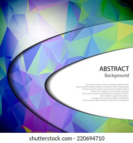 Abstract background with curves and colorful triangles