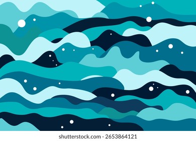 Abstrakter Hintergrund mit Kurven und Wellen. Stilisierte Meereswellen. Vektorgrafik