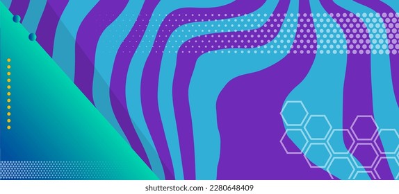 Abstract background with curvy stripes texture and geometric rectangular gradient shape ornament. 