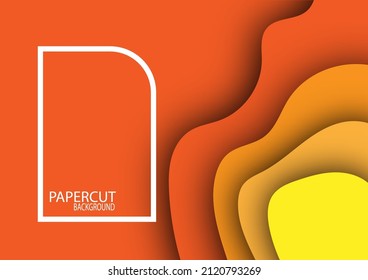 Abstract background cut paper, Design vector layer layout, Wave texture graphic cover yellow orange.