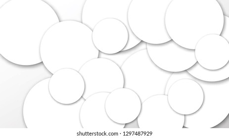 Abstract background with cut paper geometric shapes, speech bubbles, circles. Vector illustration. 